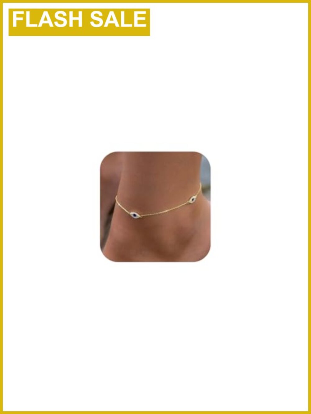 14K Gold Plated Evil Eye Anklet Waterproof Adjustable Women's Jewelry